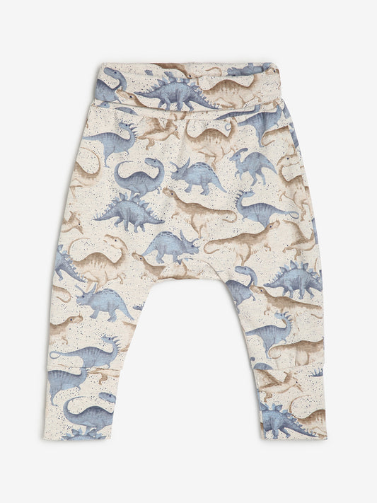 Baby Cotton Rich Expandable Pant -Grey Dino Print