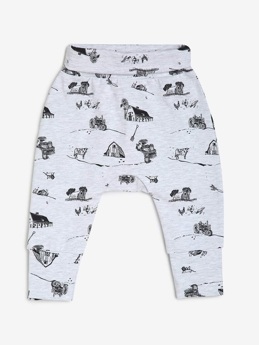 Baby Cotton Rich Expandable Pant -Grey House Print