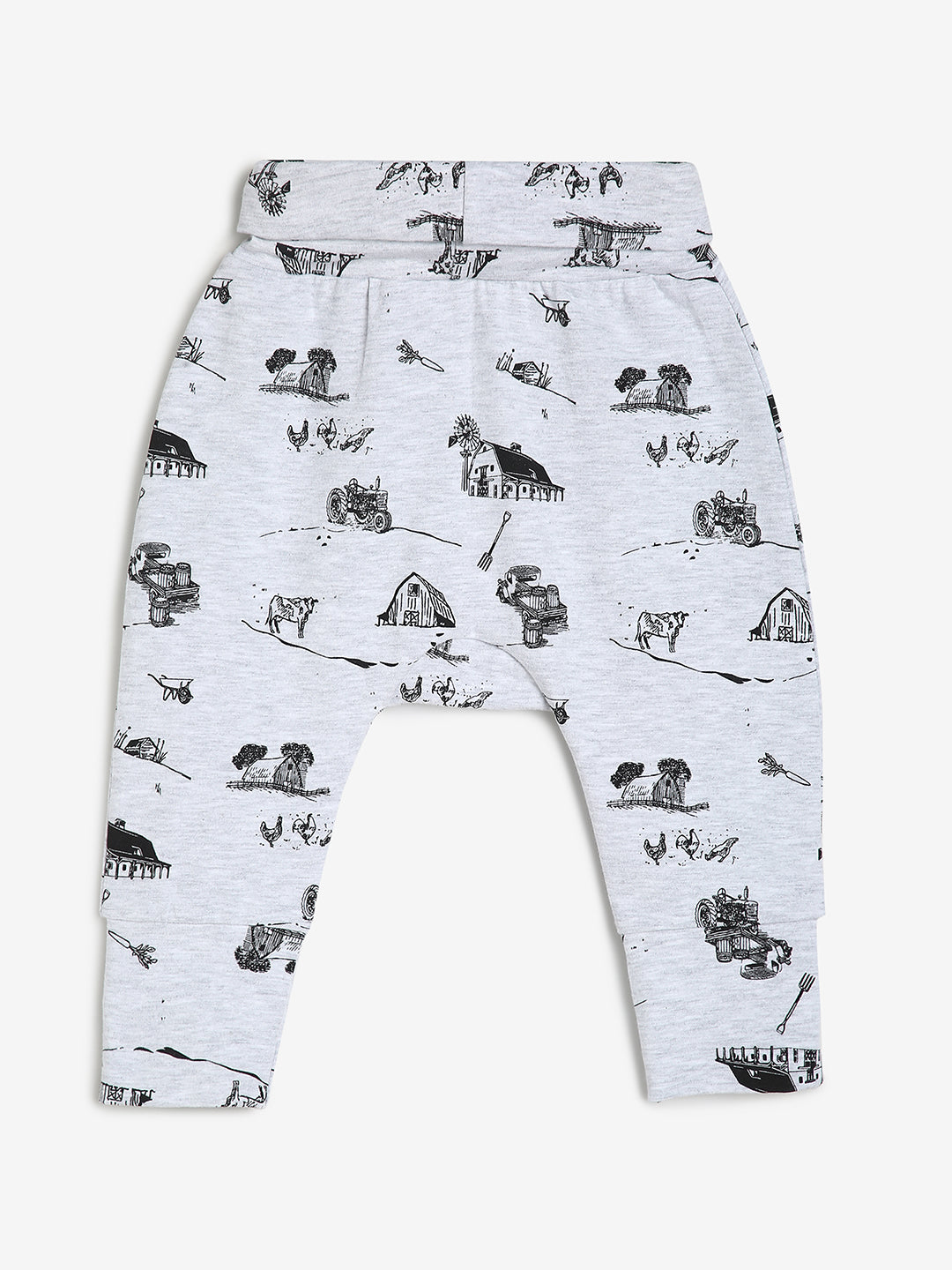 Baby Cotton Rich Expandable Pant -Grey House Print