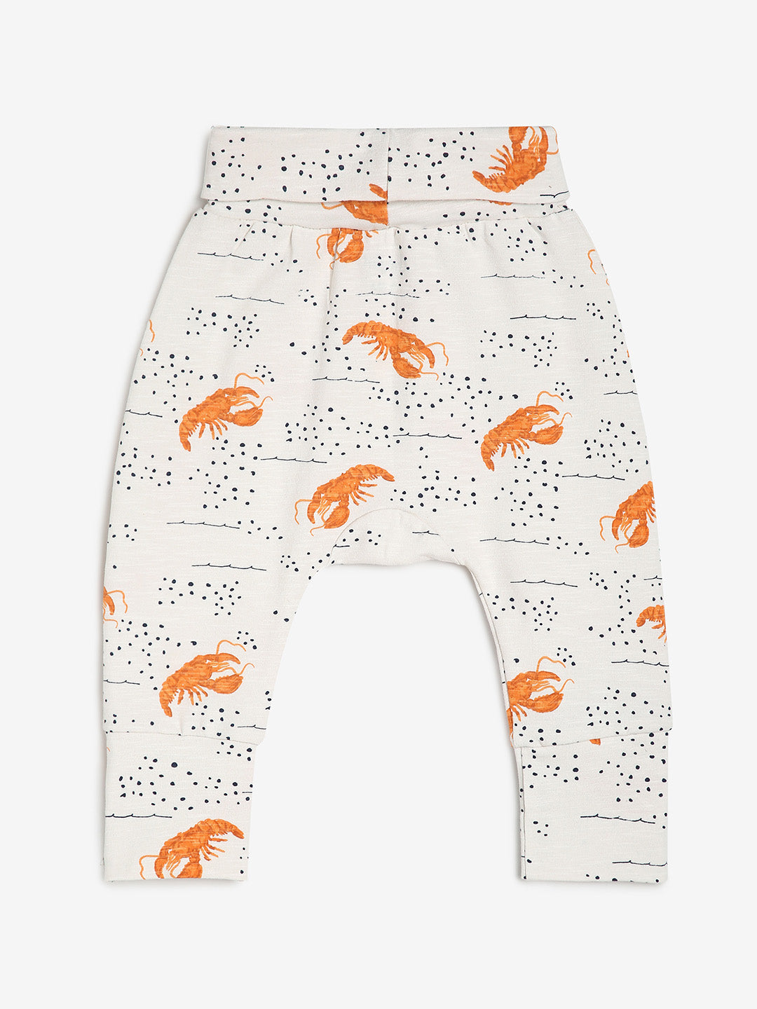 Baby Cotton Rich Expandable Pant -Off white Shrimp Print