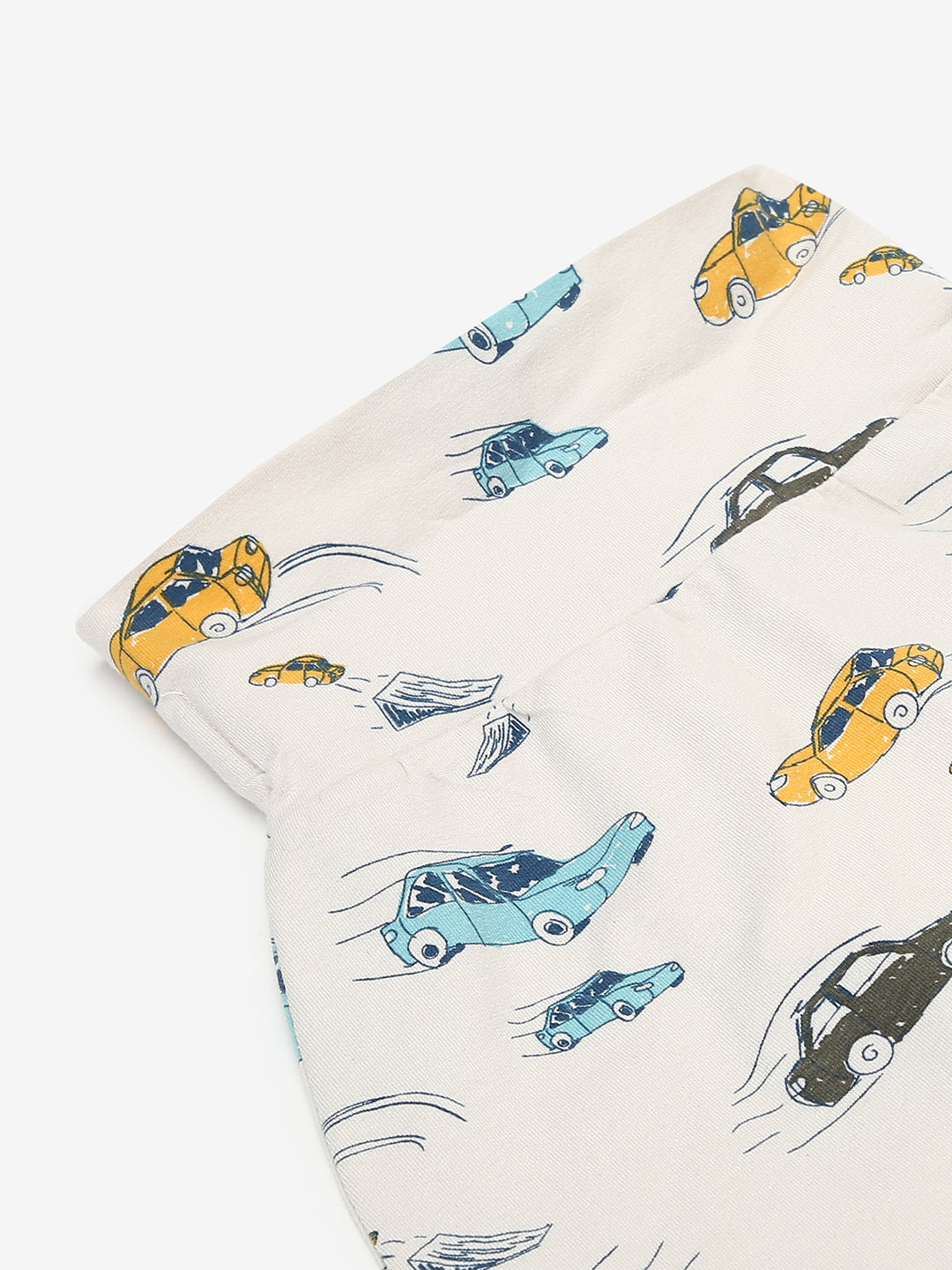 Baby Cotton Rich Expandable Pant -Off white car Print