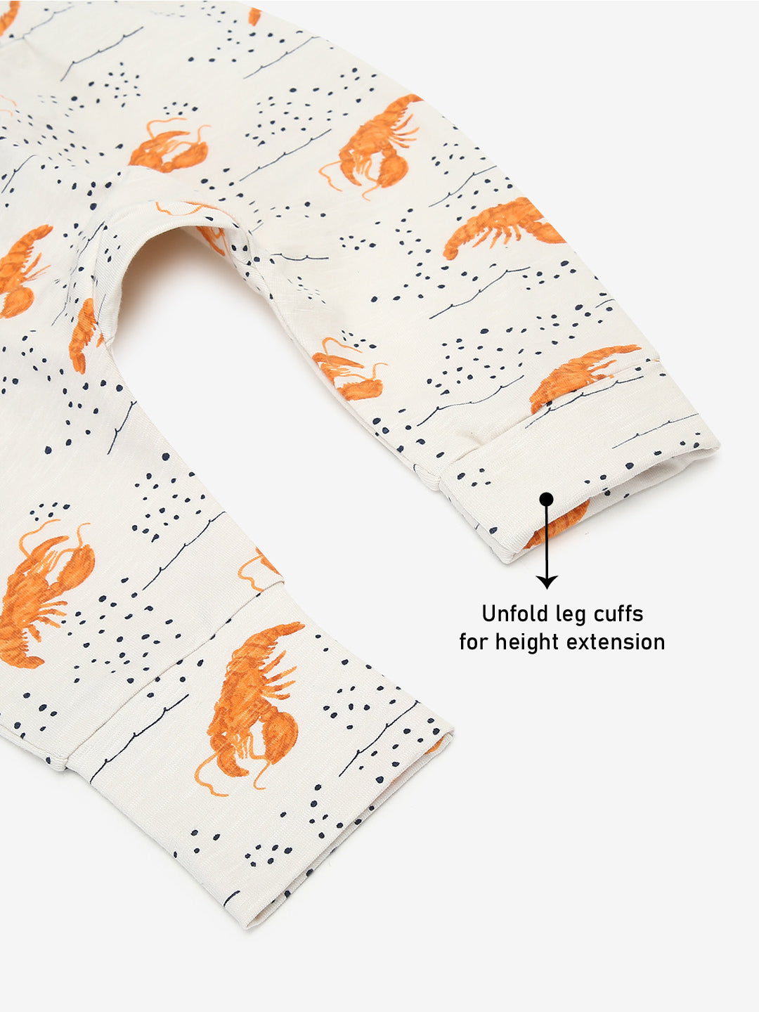 Baby Cotton Rich Expandable Pant -Off white Shrimp Print