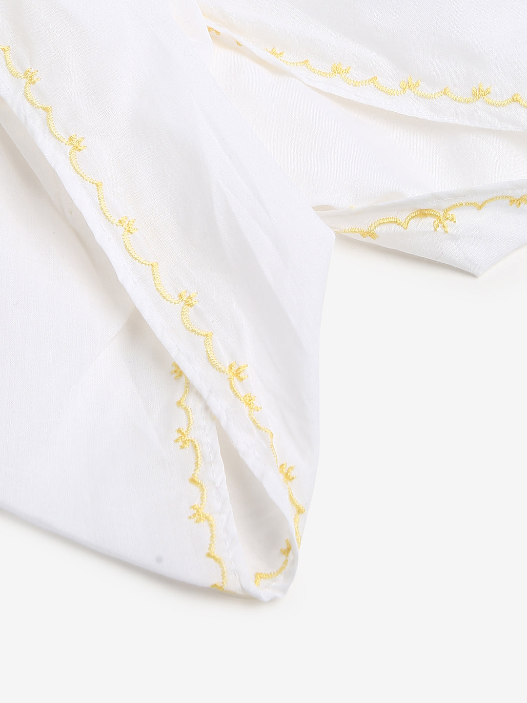 Chayim Cotton Dhoti Set - Pale Yellow,White