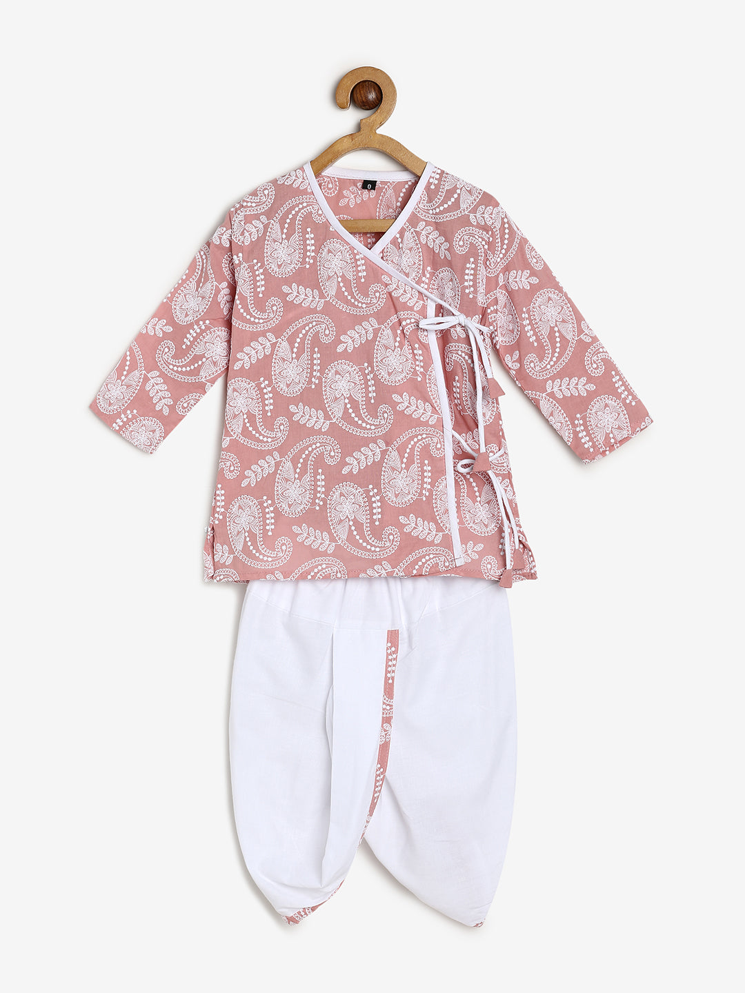 Chayim Cotton Embroidered Dhoti Set - Rose,White