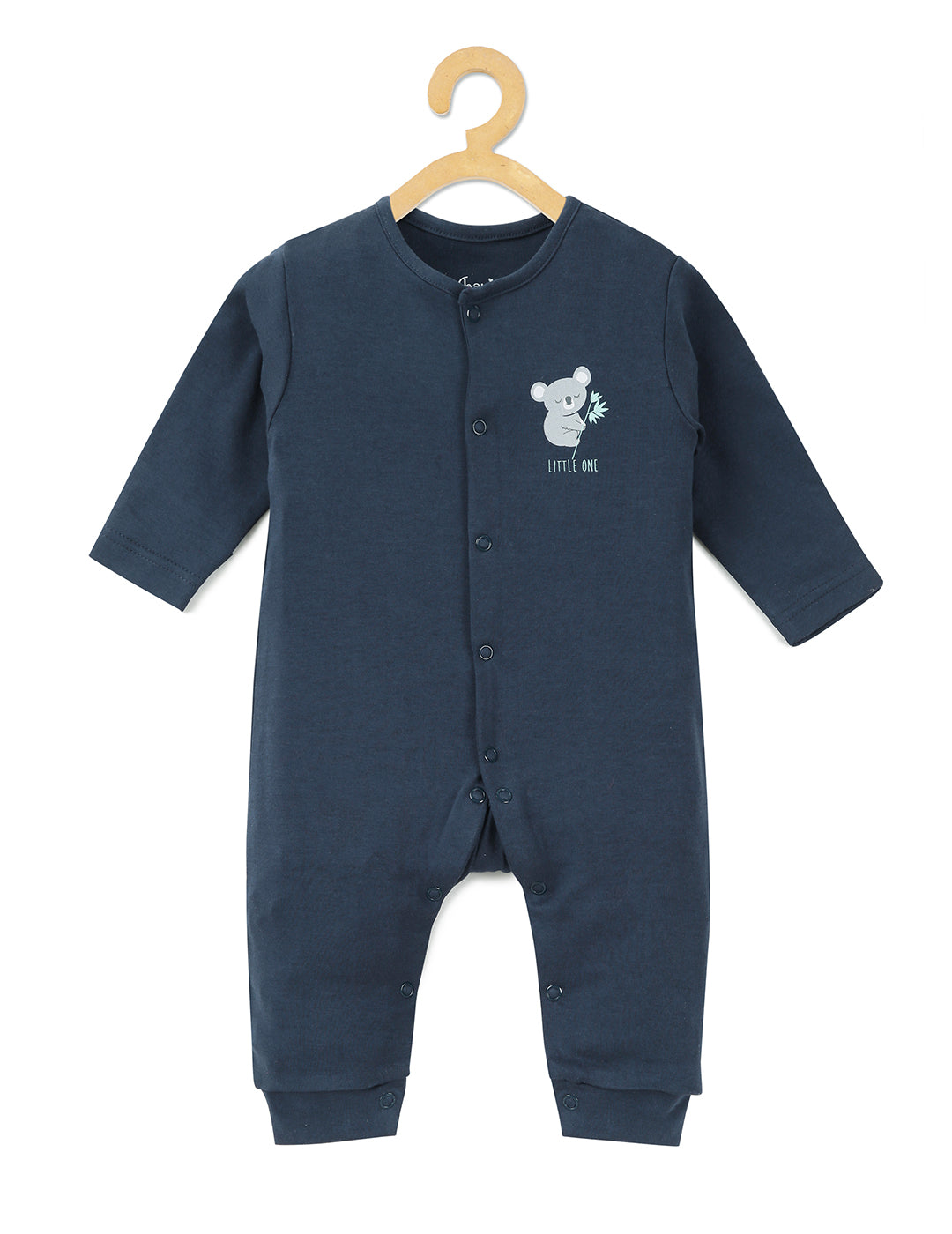 Baby Cotton Fullopen Sleepsuit/Playsuit-Navy Blue