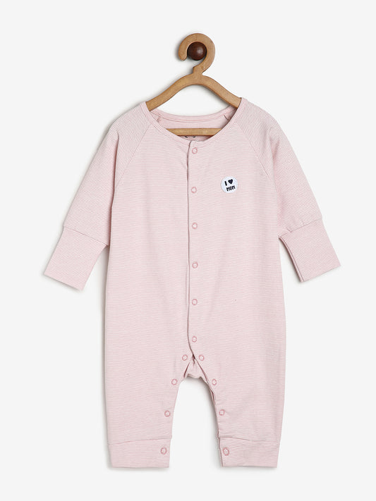 Baby Stretch Cotton Sleepsuit/Playsuit Pink Stripe