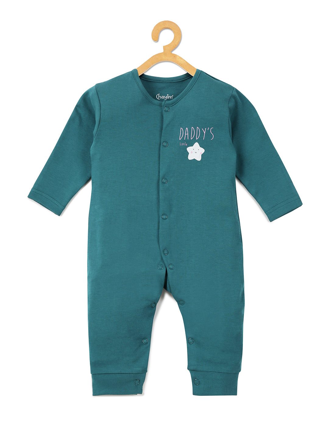 Baby Cotton Fullopen Sleepsuit/Playsuit-Green