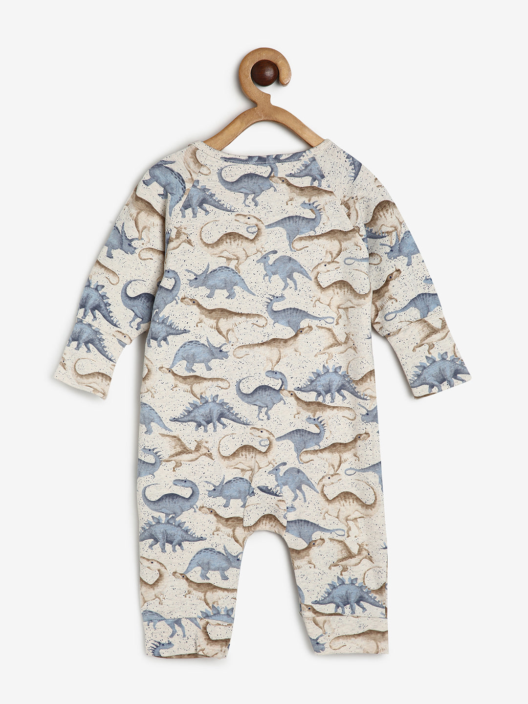 Baby Stretch Cotton Sleepsuit/Playsuit Grey Dino Print