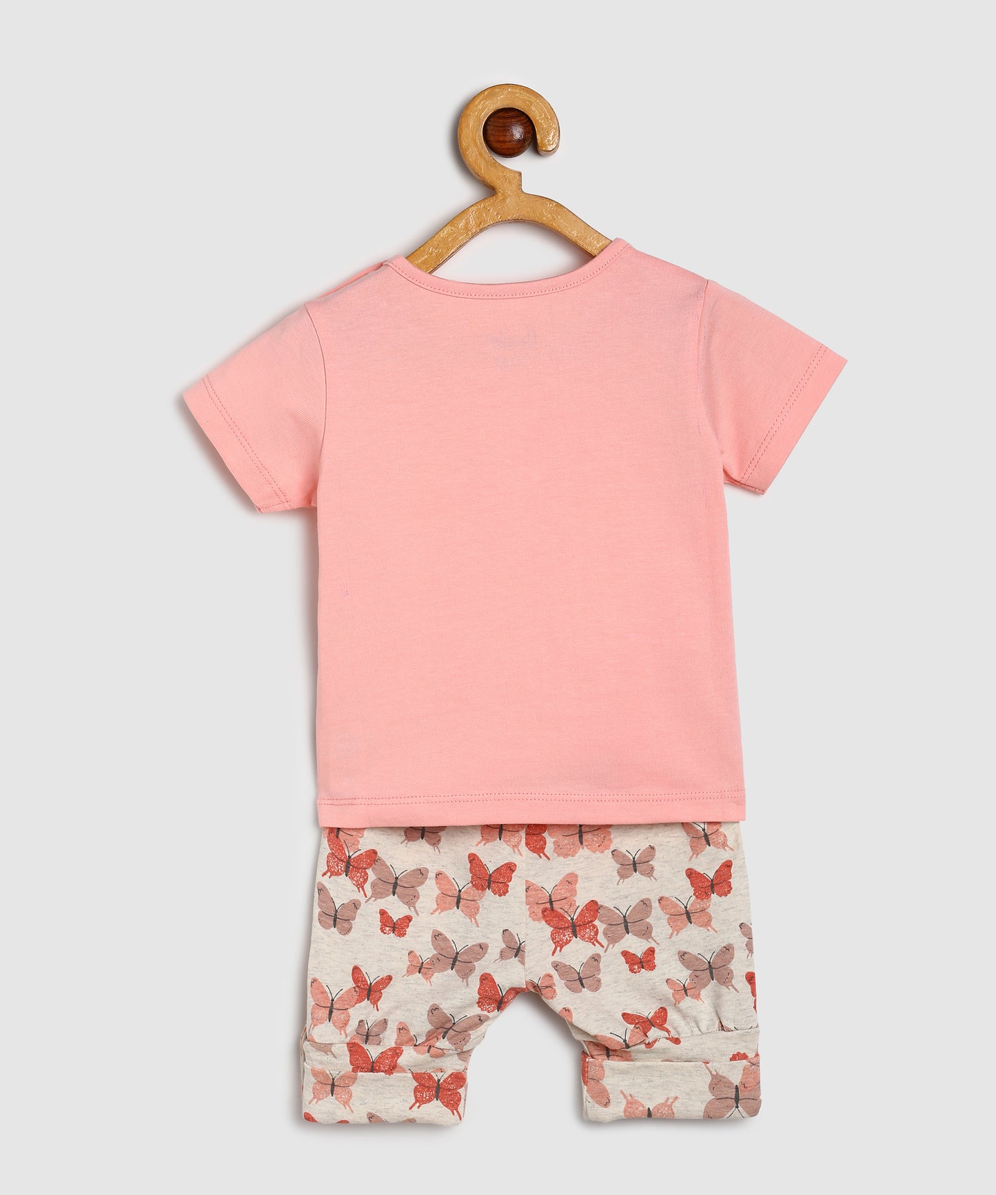 Baby Co Ord Set T Shirts & Expandable Shorts Pink/Pink Butterfly Print