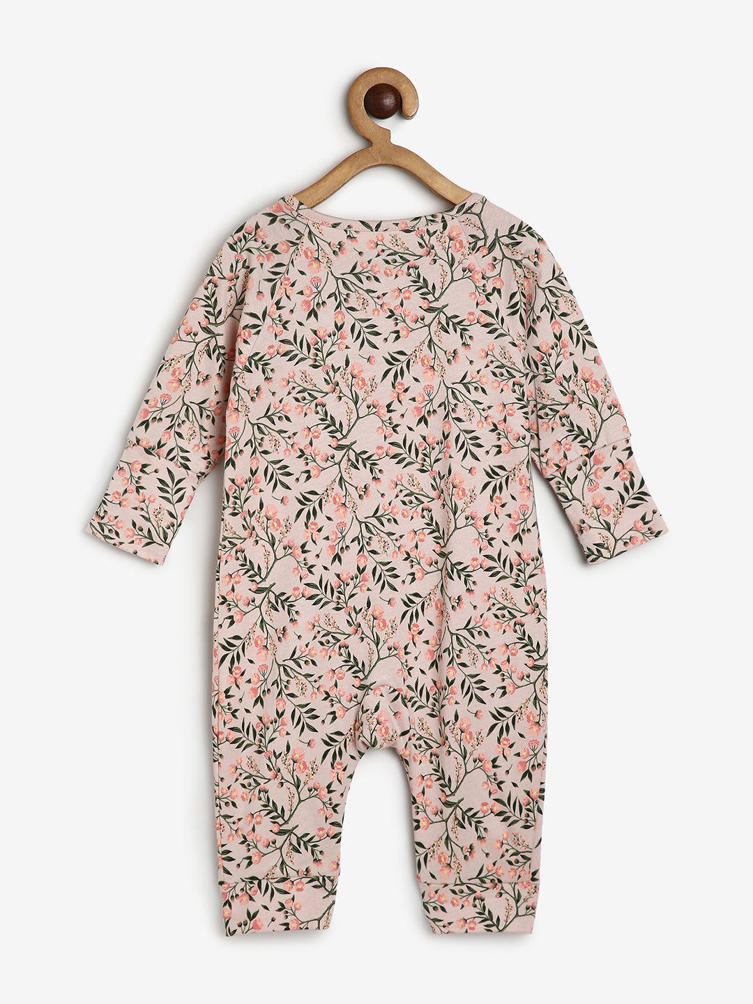 Baby Stretch Cotton Sleepsuit/Playsuit Pink Flower Print