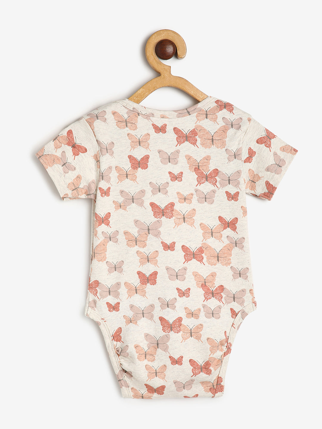 Baby Cotton Expandable Bodysuit Envelope Neck Pink Butterfly Print