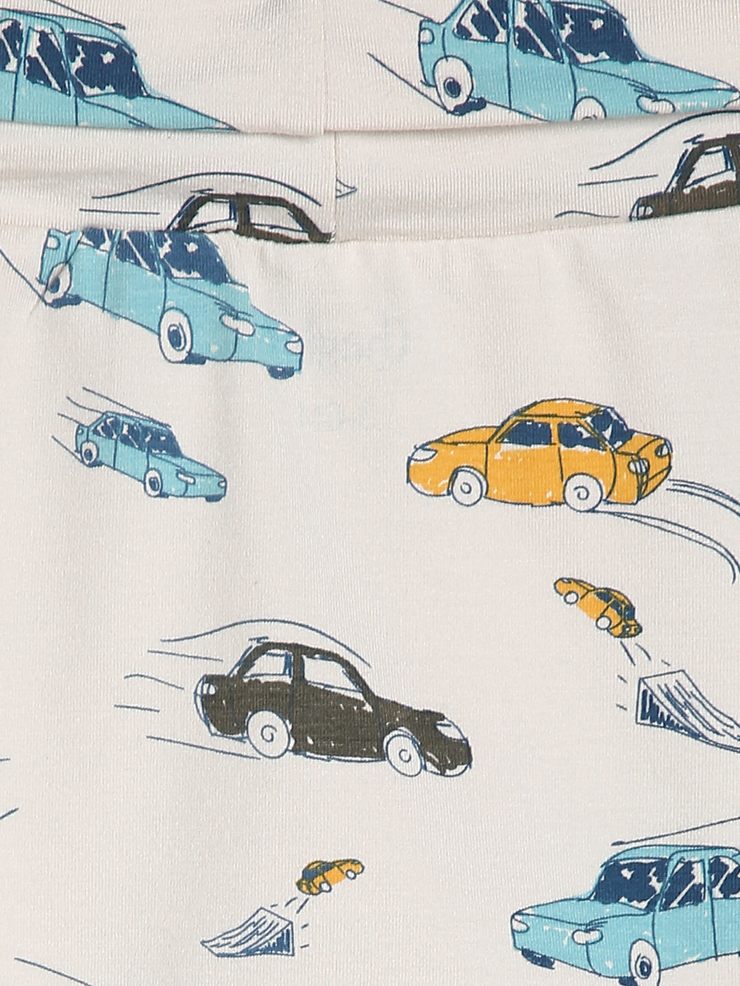 Baby Cotton Rich Expandable Pant -Off white car Print