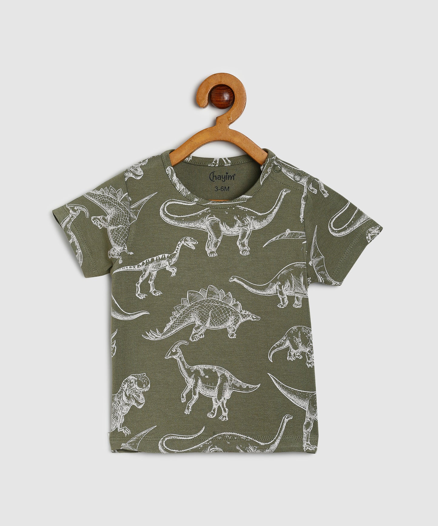 Baby Co Ord Set T Shirts & Expandable Shorts Green Dino Printed/Grey Mileange