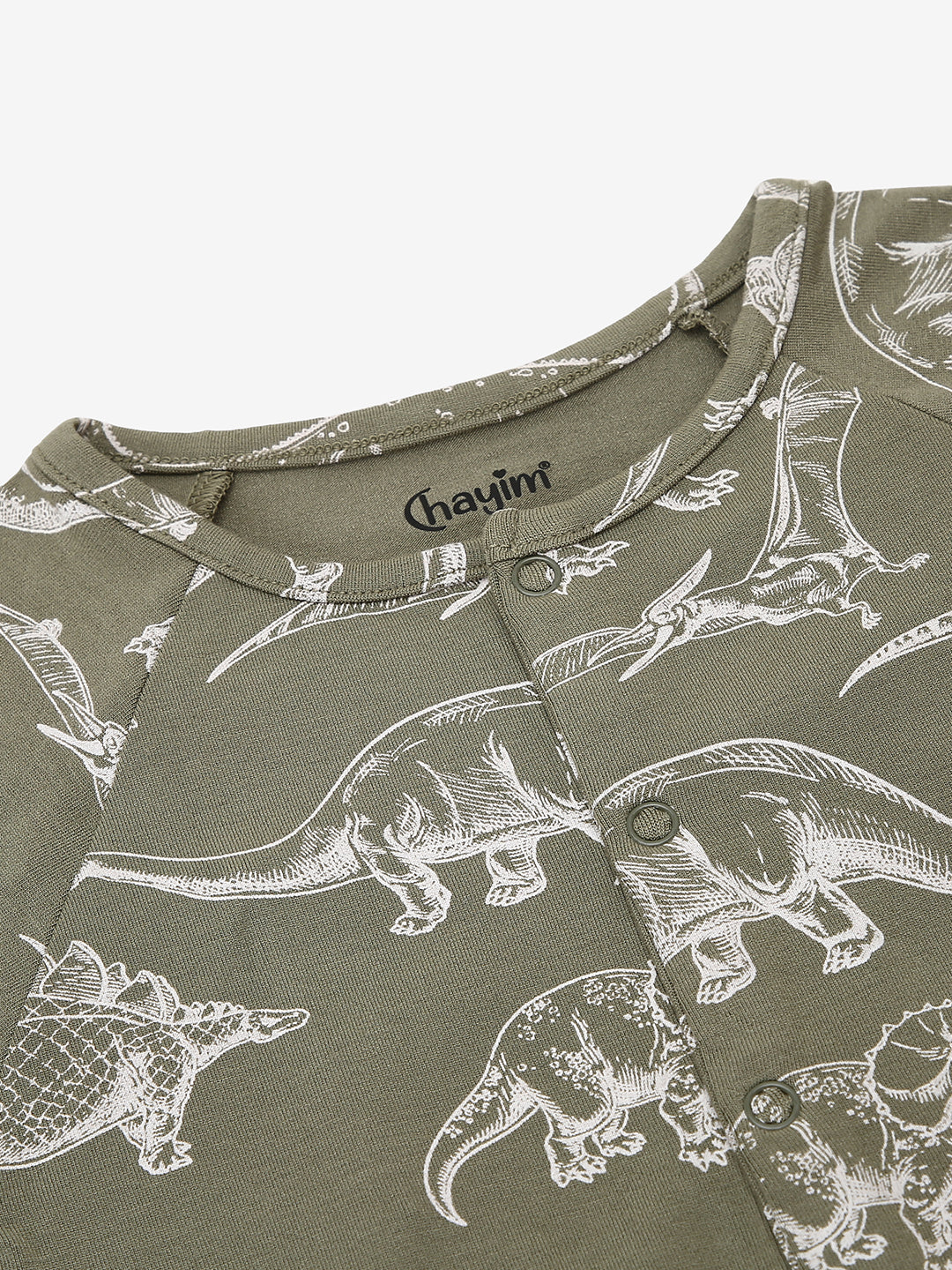 Baby Stretch Cotton Sleepsuit/Playsuit Green Dino Print