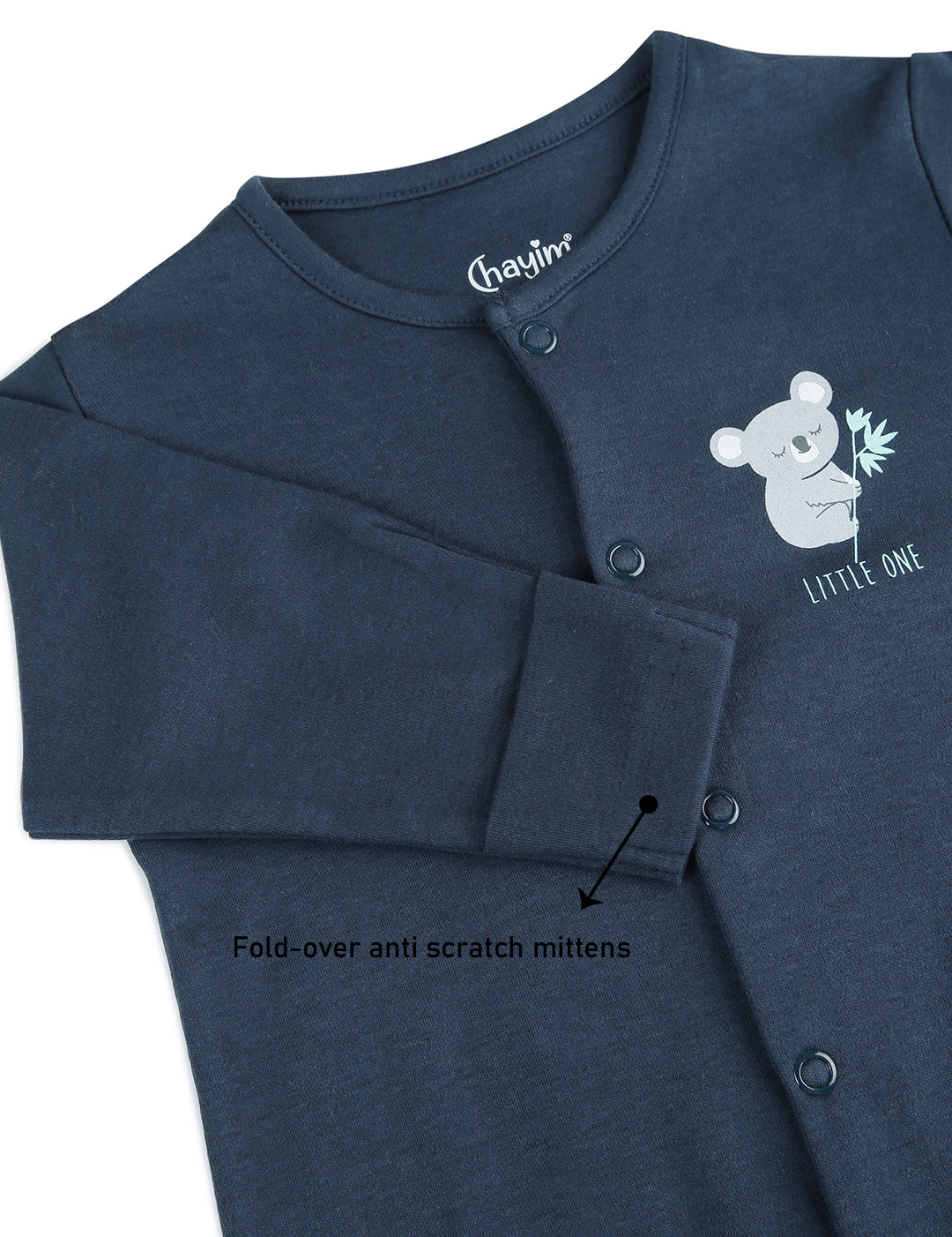 Baby Cotton Fullopen Sleepsuit/Playsuit-Navy Blue