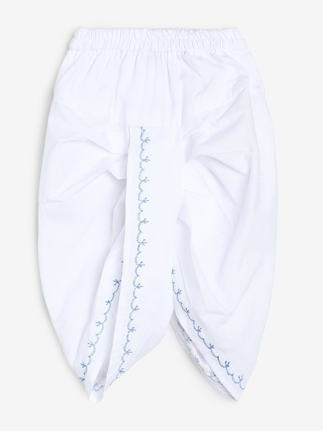 Chayim Cotton Embroidered Dhoti Set - Baby blue,White