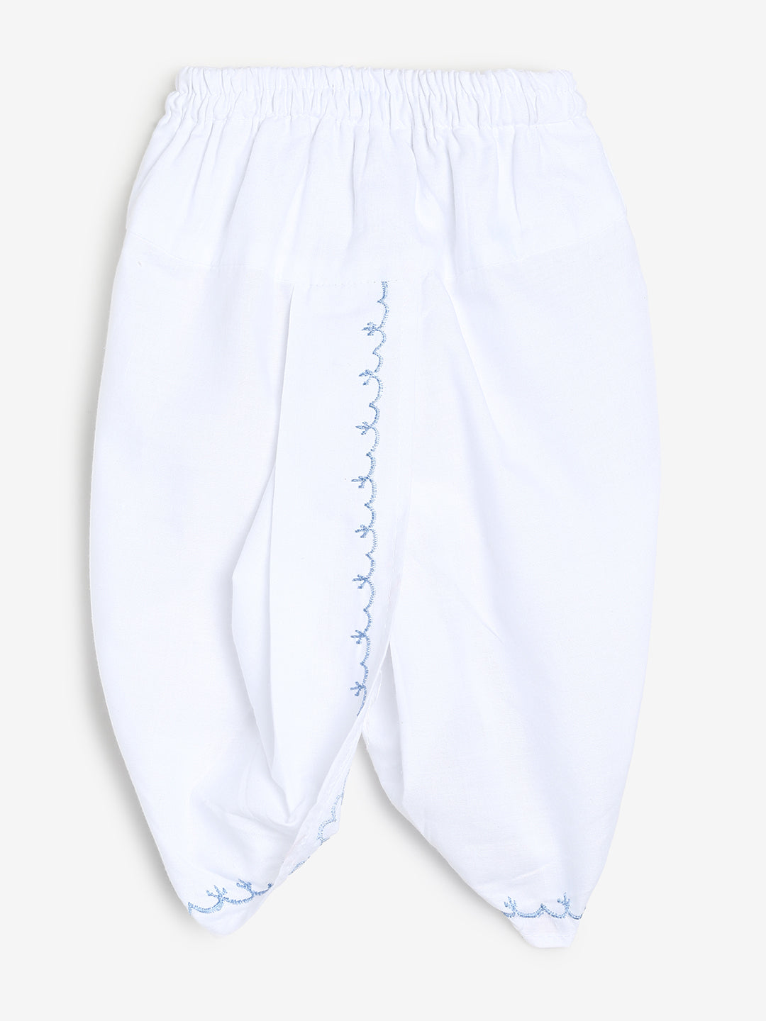 Chayim Cotton Embroidered Dhoti Set - Baby blue,White