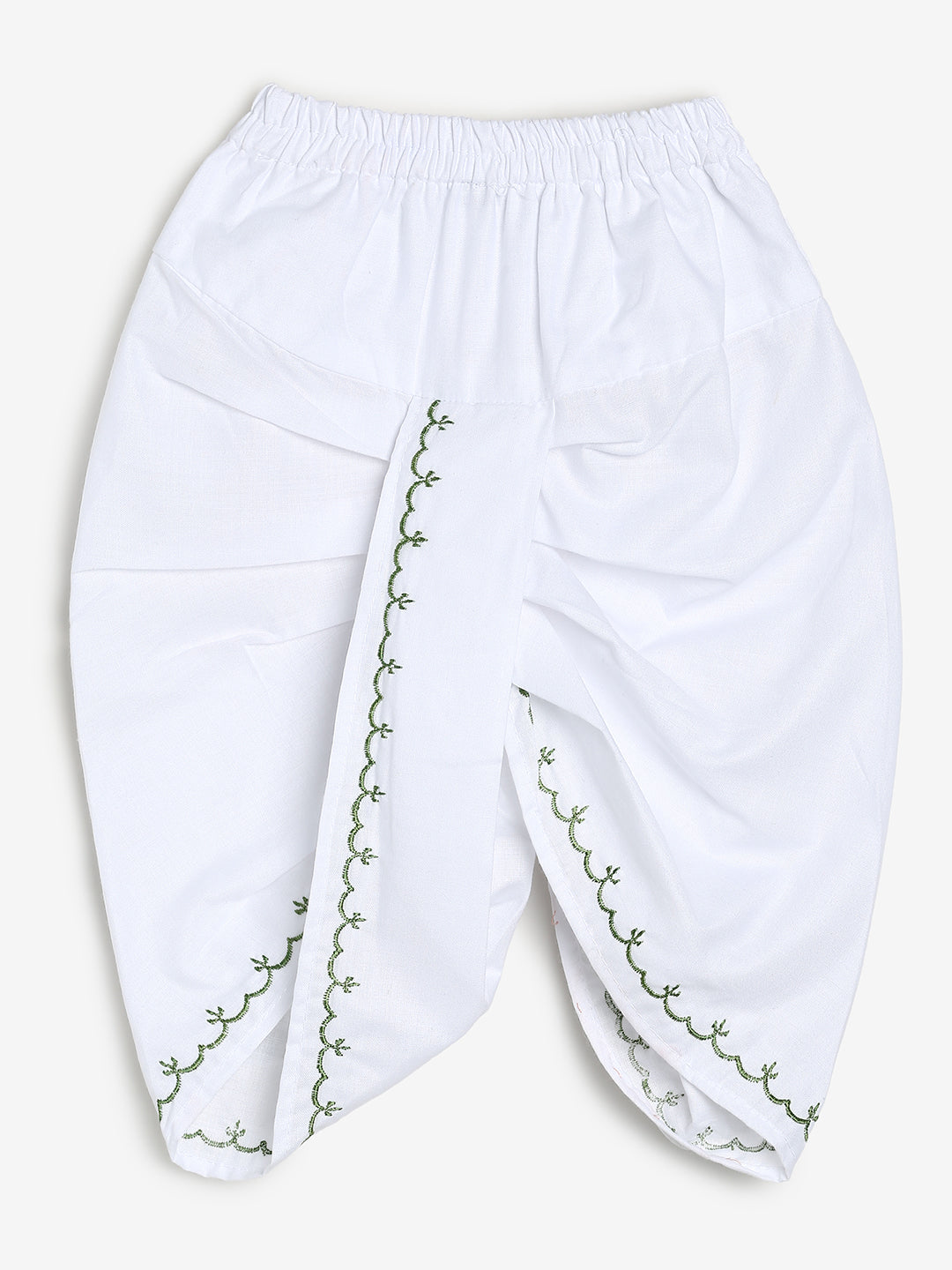 Chayim Cotton Embroidered Dhoti Set - Grass Green,White