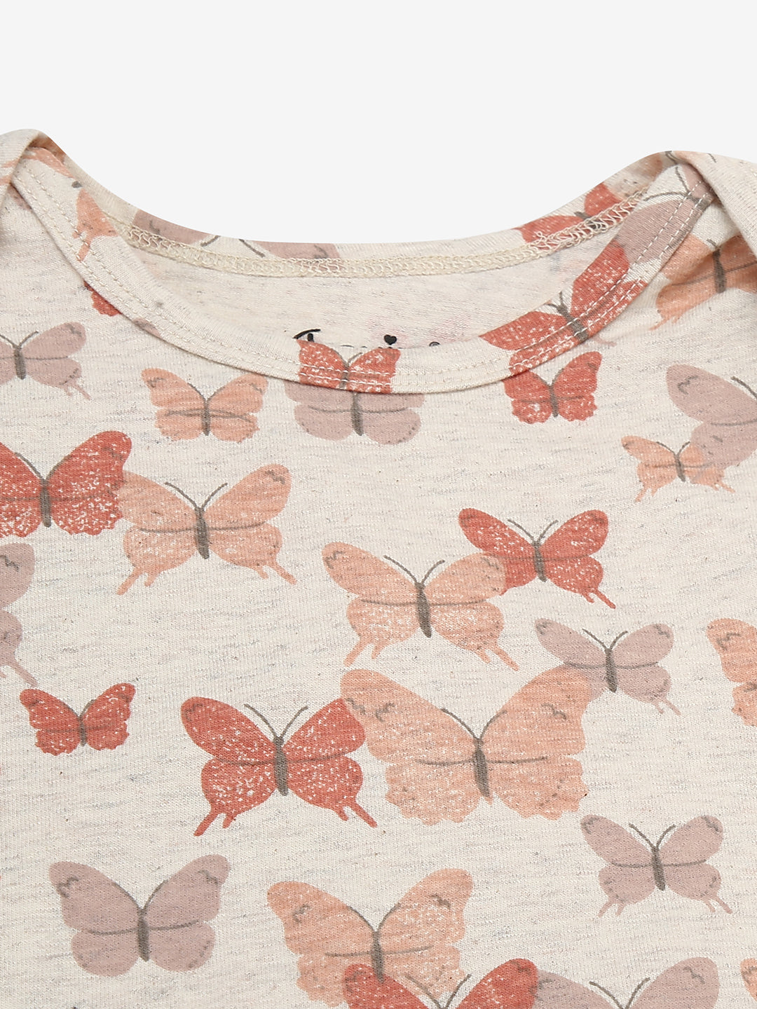 Baby Cotton Expandable Bodysuit Envelope Neck Pink Butterfly Print