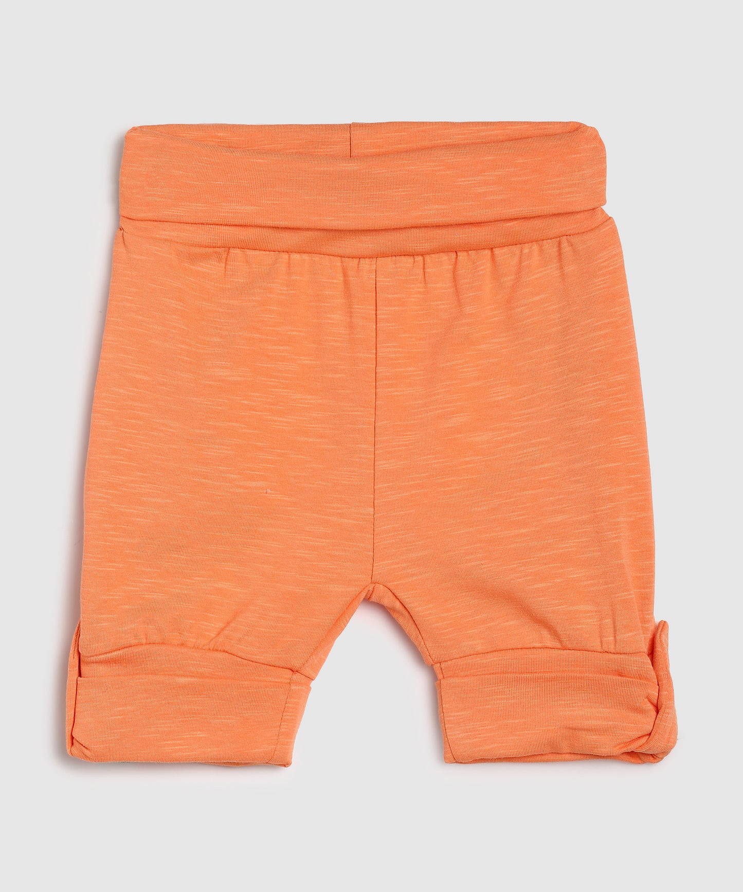 Baby Co Ord Set T Shirts & Expandable Shorts Off White/Orange Slub