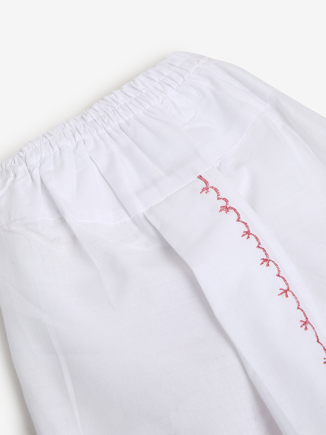 Chayim Cotton Embroidered Dhoti Set - Lt Pink,White