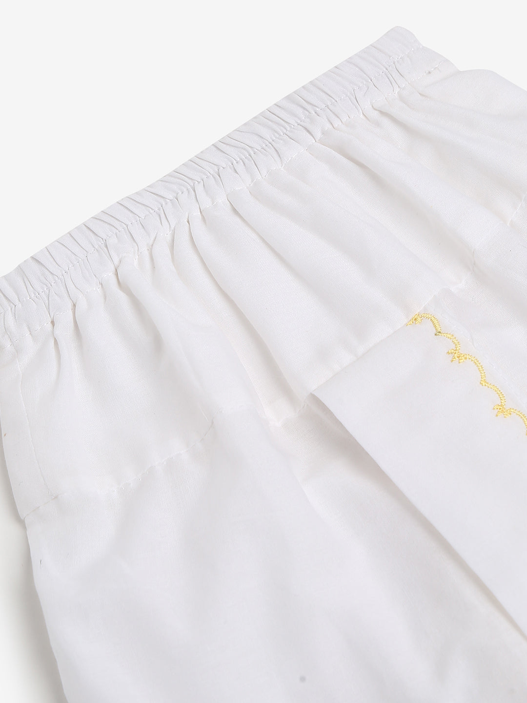 Chayim Cotton Dhoti Set - Pale Yellow,White