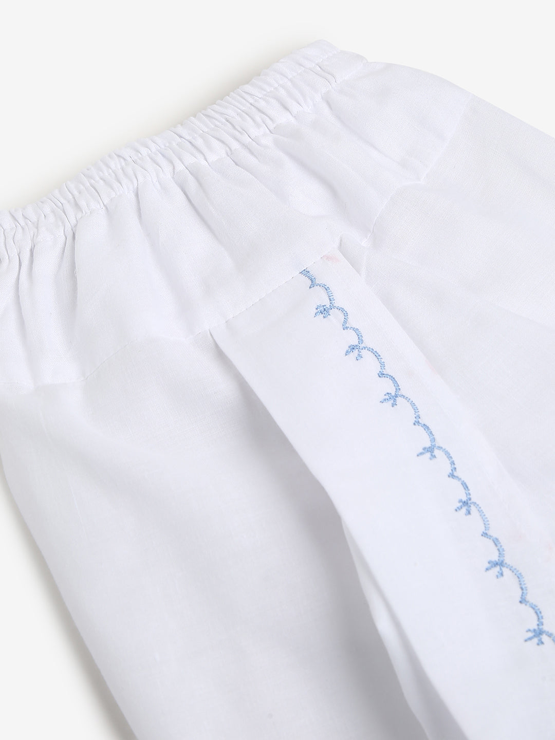 Chayim Cotton Embroidered Dhoti Set - Baby blue,White