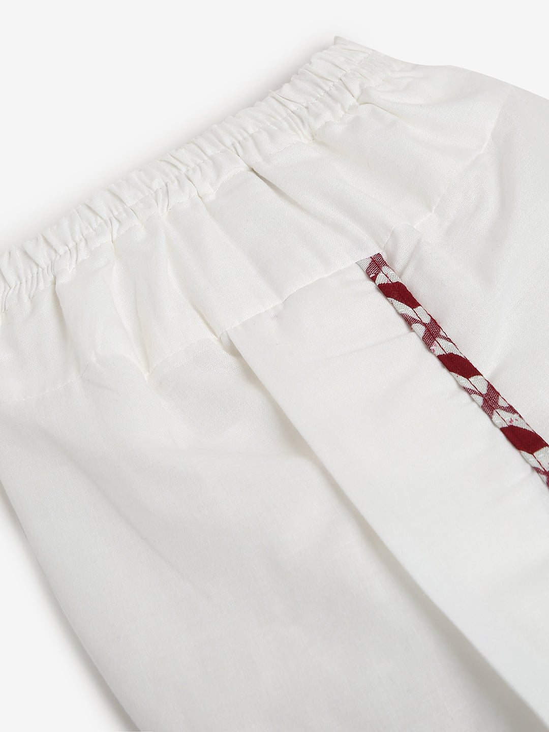 Chayim Cotton Printed Thread Work Dhoti Set - Maroon Printed Thread,White