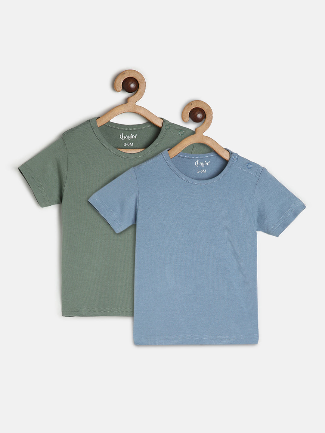 Pack of 2 Baby Stretch Modal Half sleeve T-shirts Blue/Green