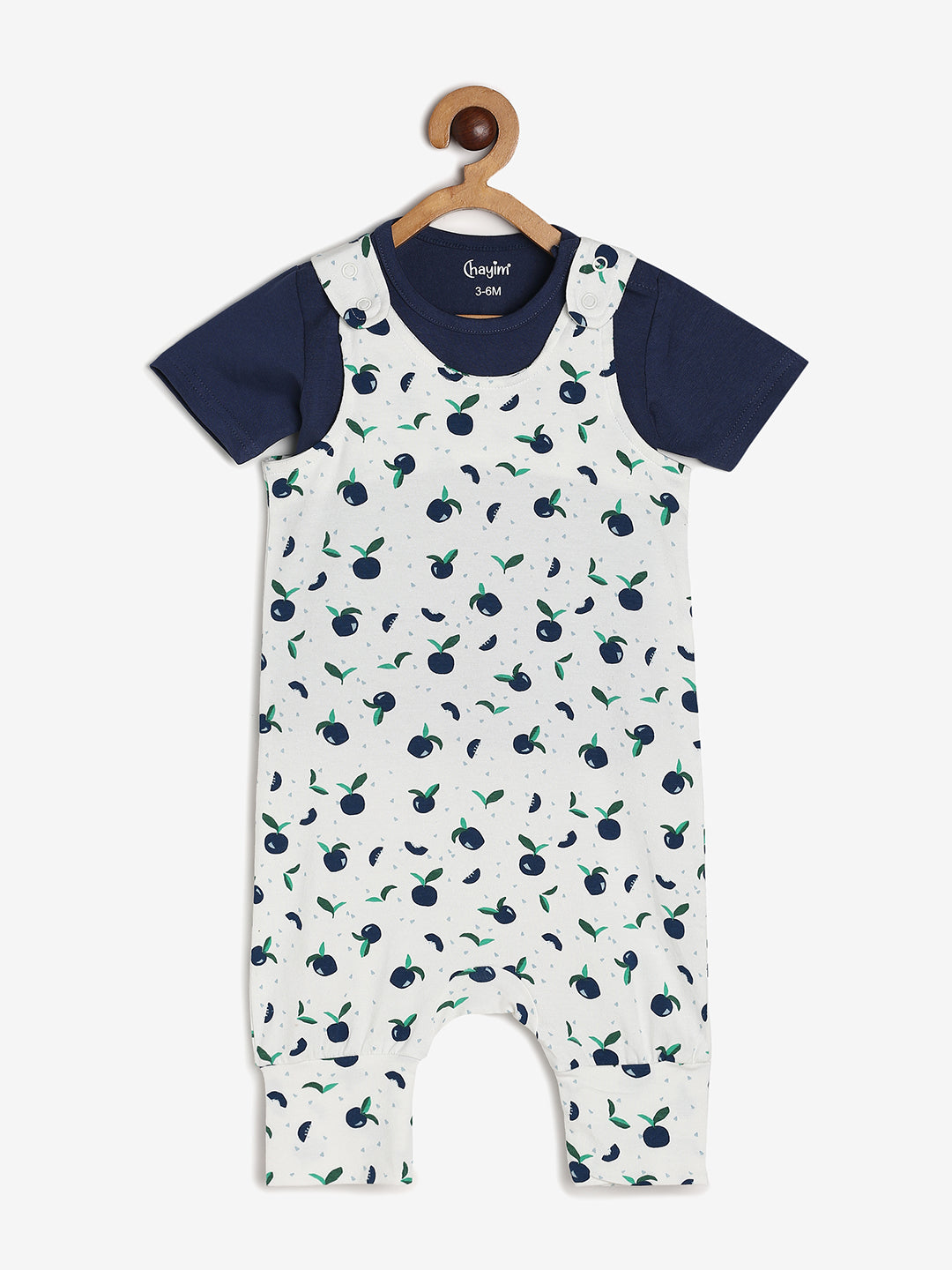 Baby Cotton Modal Dungaree Set White Blue Aop/Sodalite Blue