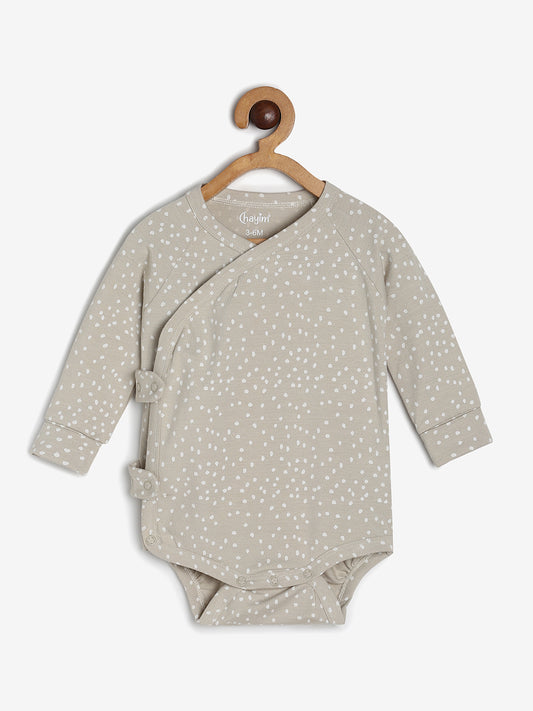 Baby Cotton Modal Expandable Body Suit Beige Dot Print