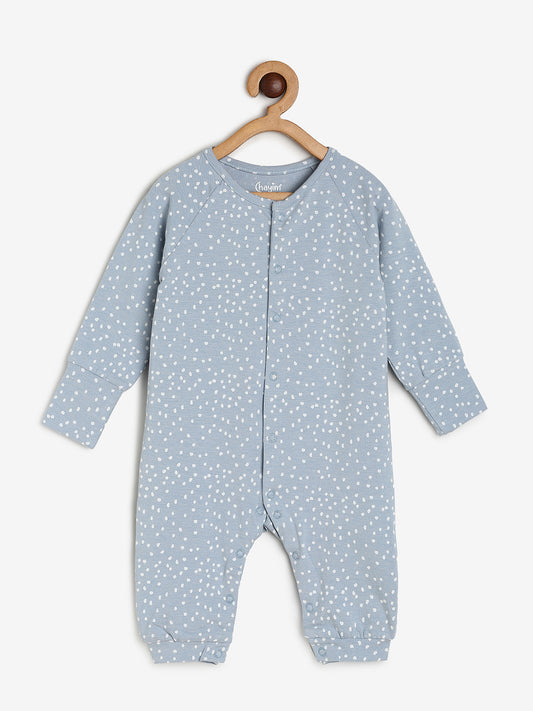 Baby Cotton Modal Sleepsuit/Playsuit Blue Dot Print