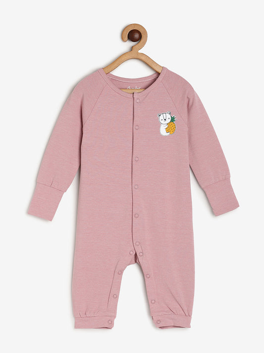 Baby Stretch Cotton Sleepsuit/Playsuit Pink