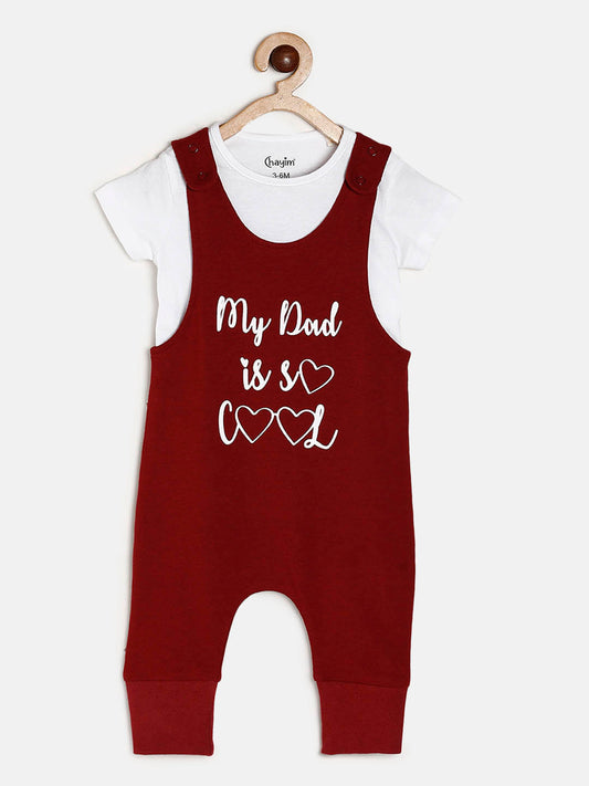Baby Bamboo Cotton Dungaree Set Battle Red/White