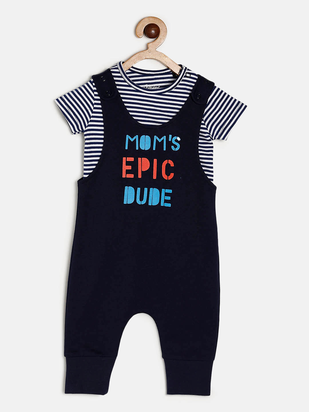 Baby Cotton Rich Dungaree Set Navy/White Stripe