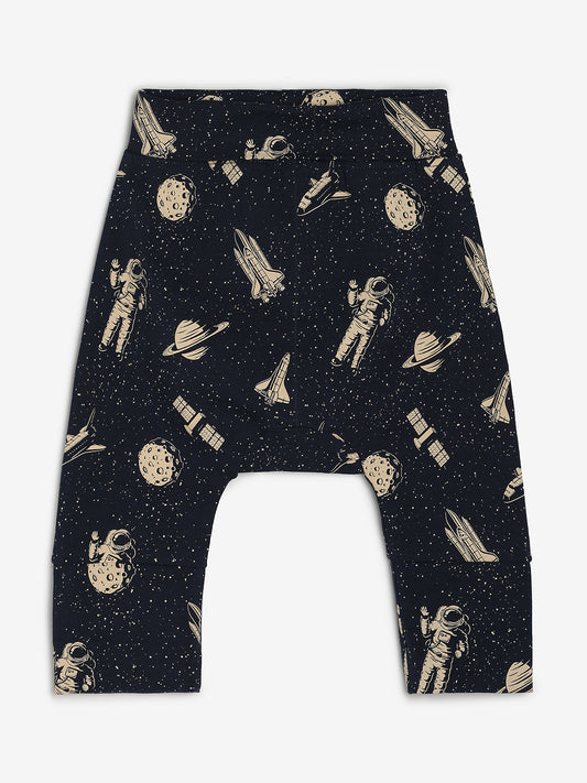 Baby Cotton Rich Expandable Pant -Navy Astro Print