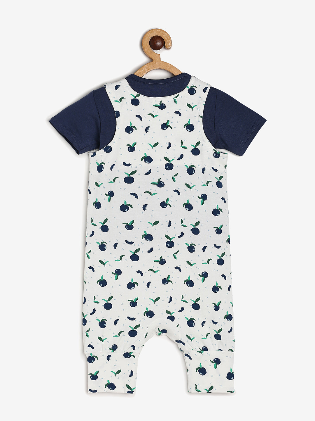 Baby Cotton Modal Dungaree Set White Blue Aop/Sodalite Blue