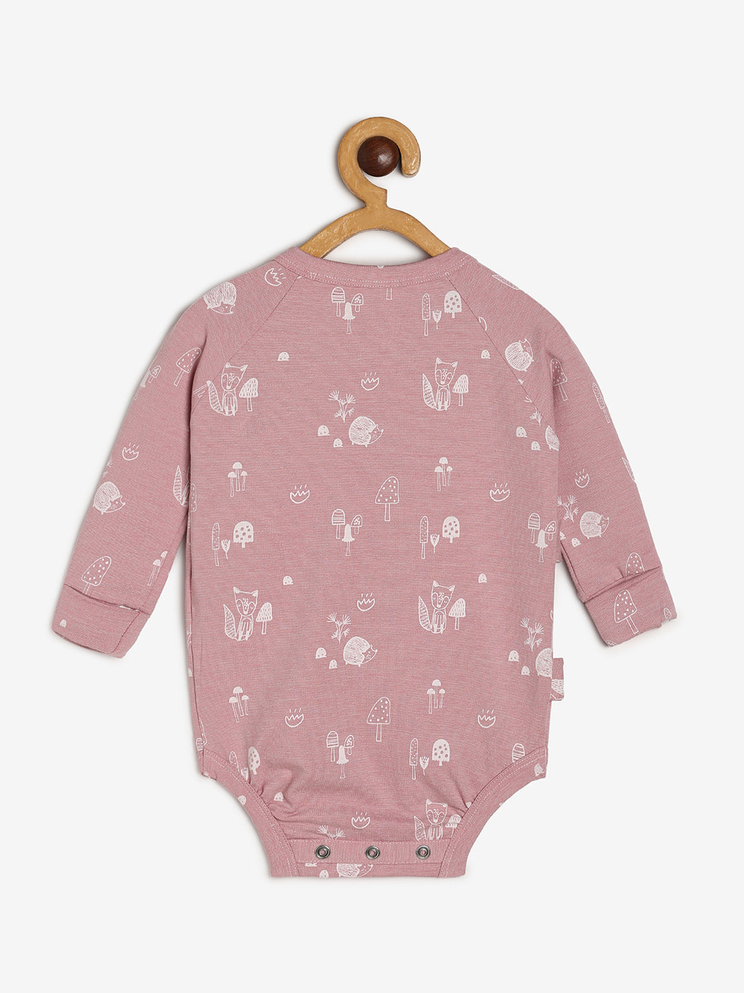 Baby Cotton Modal Expandable Bodysuit Pink Ctr Print