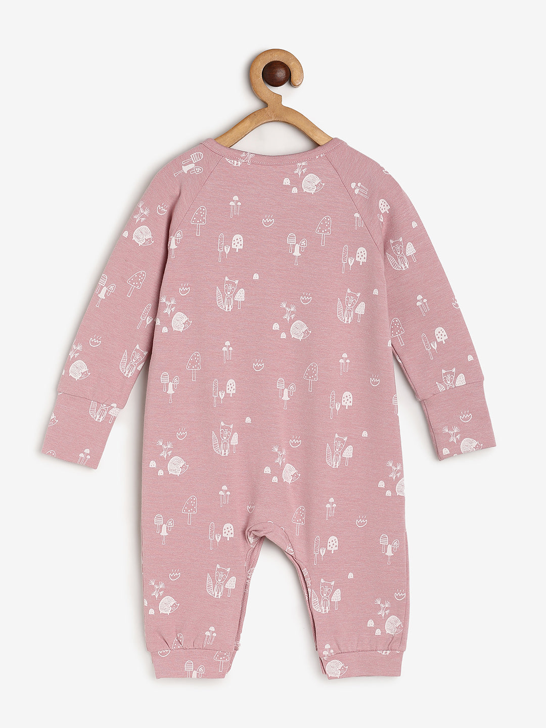 Baby Stretch Cotton Sleepsuit/Playsuit Pink Ctr Print