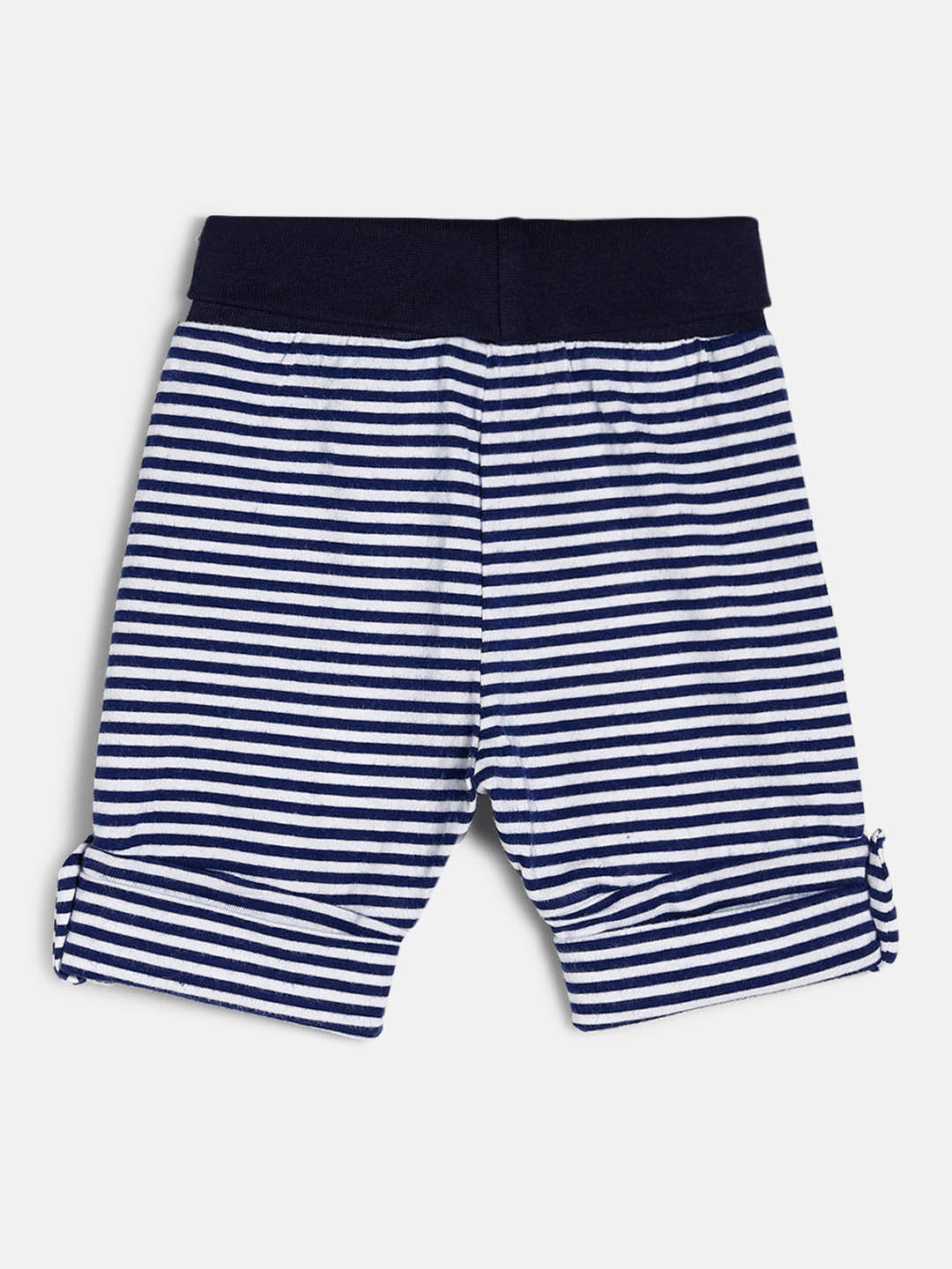 Baby Cotton Expandable Shorts -Navy Stripes