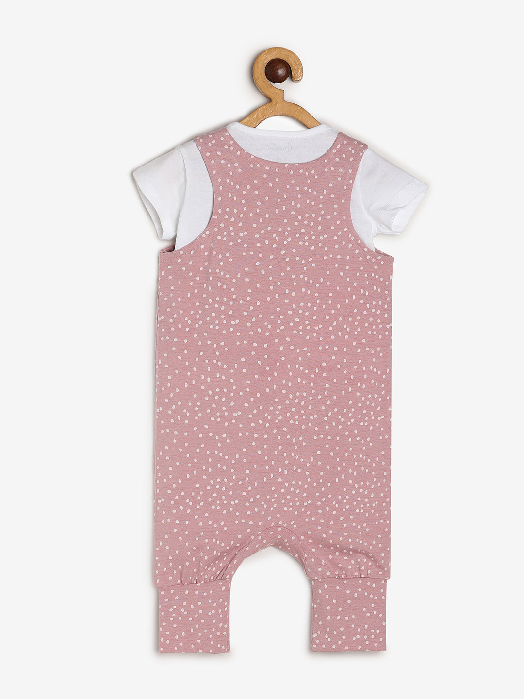 Baby Cotton Modal Dungaree Set Pink Dot Print/White