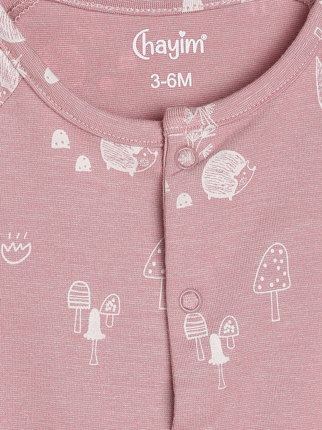 Baby Stretch Cotton Sleepsuit/Playsuit Pink Ctr Print