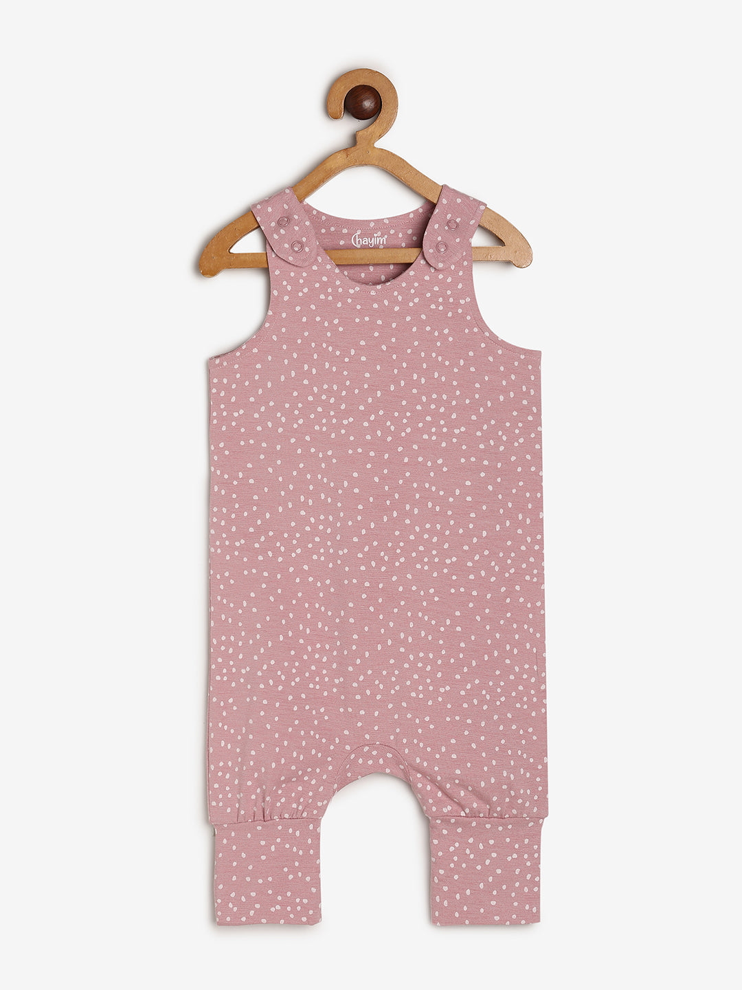 Baby Cotton Modal Dungaree Set Pink Dot Print/White