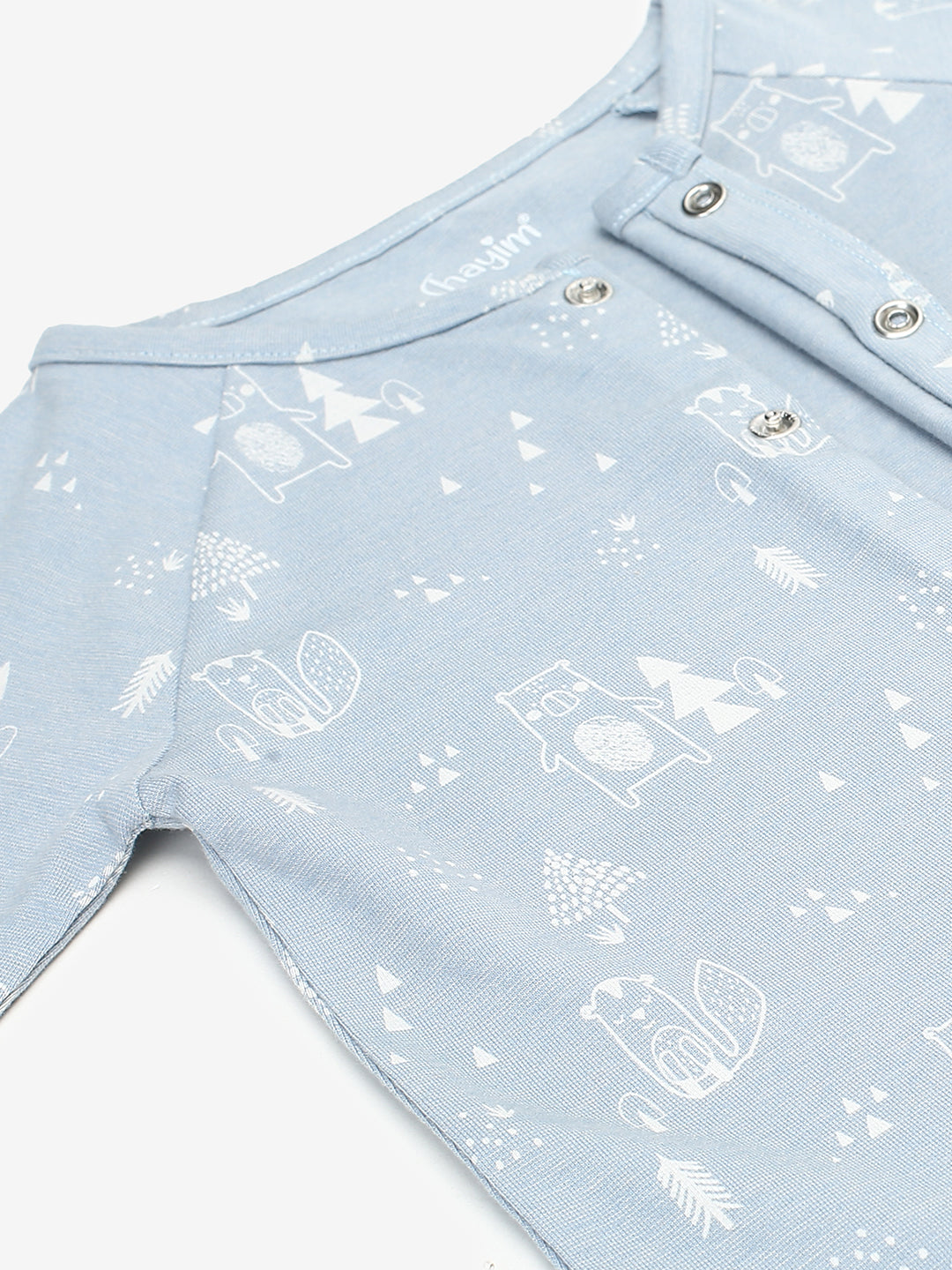 Baby Stretch Cotton Sleepsuit/Playsuit Blue Ctr print