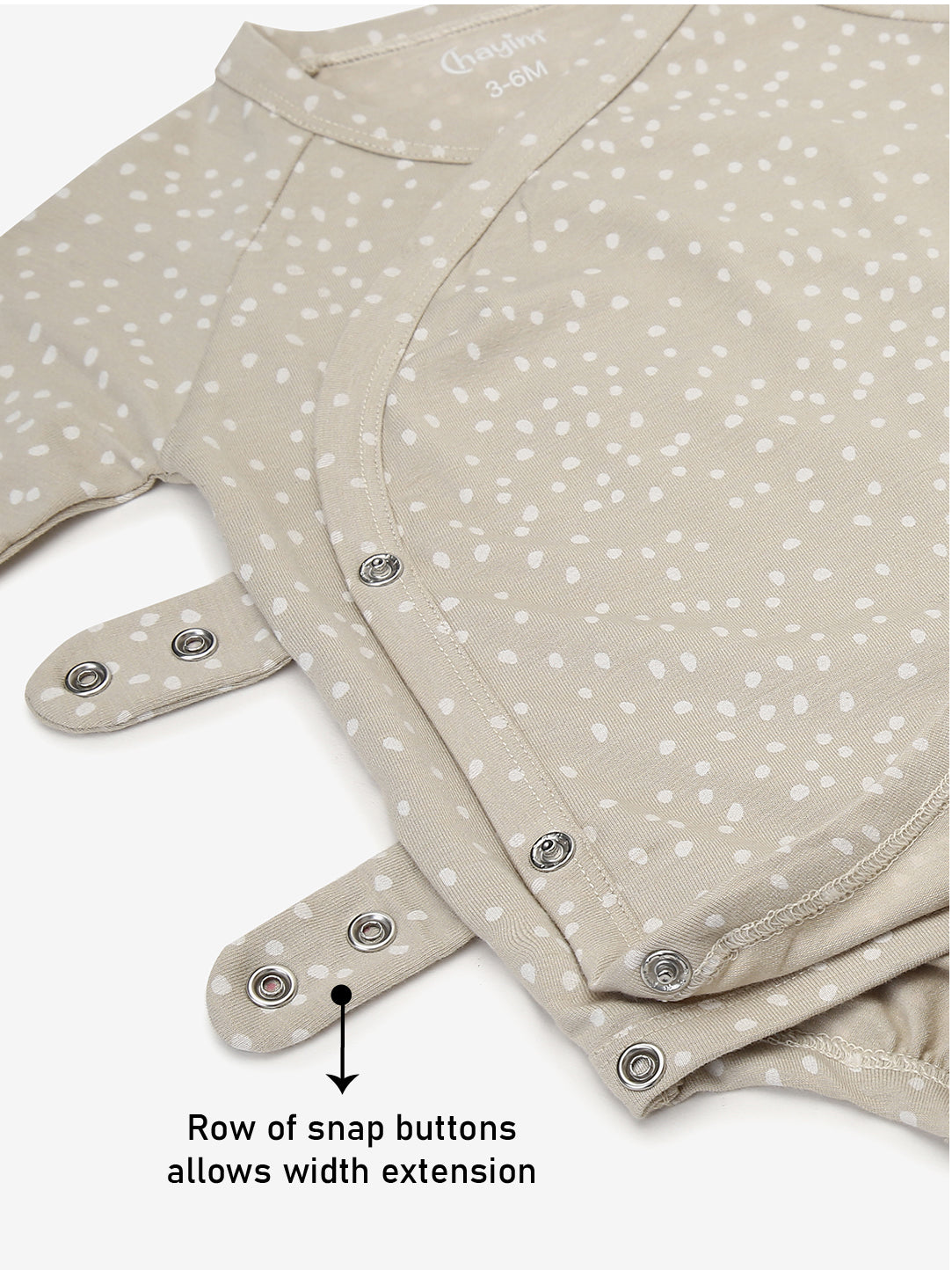 Baby Cotton Modal Expandable Body Suit Beige Dot Print