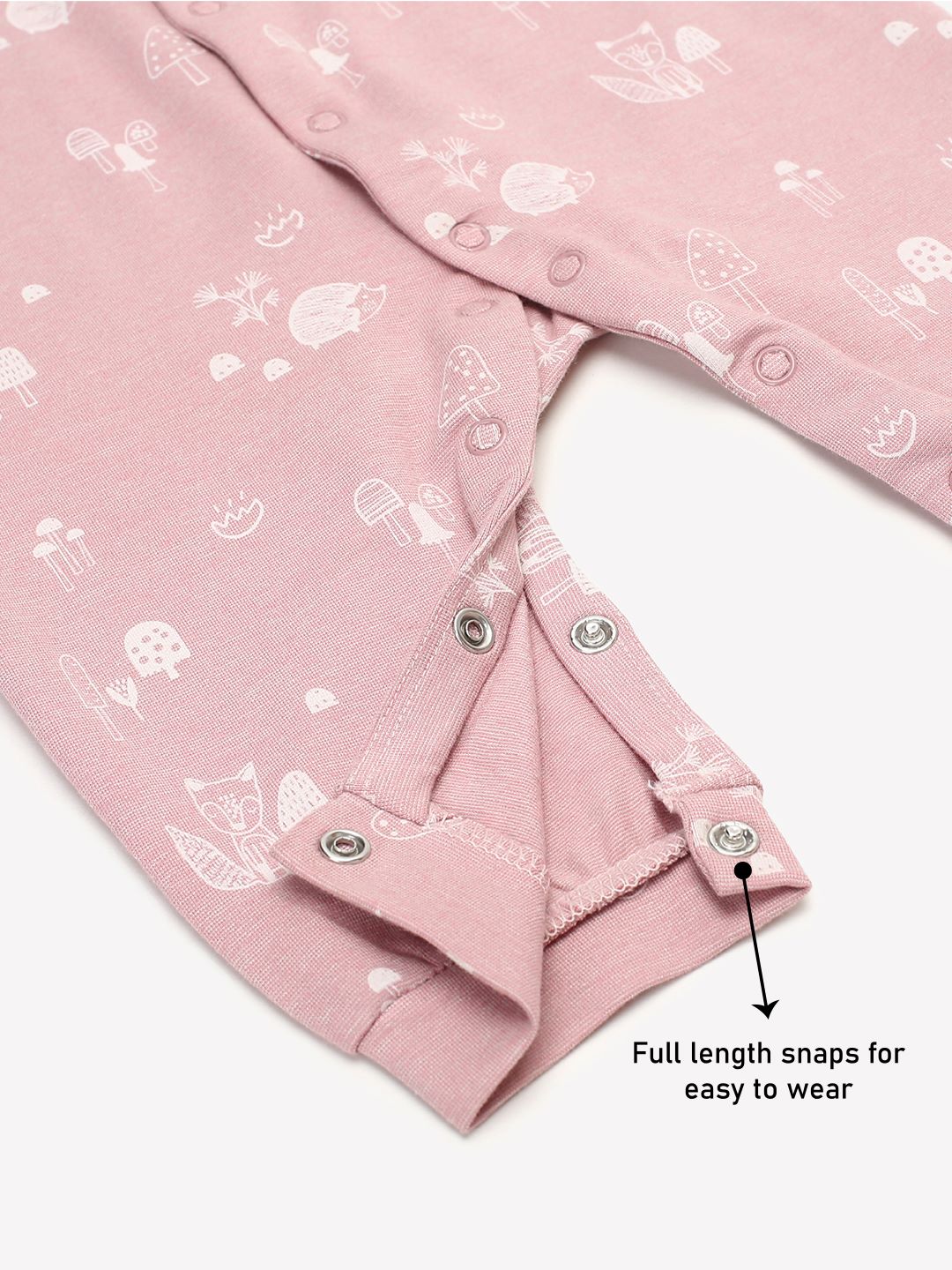 Baby Stretch Cotton Sleepsuit/Playsuit Pink Ctr Print