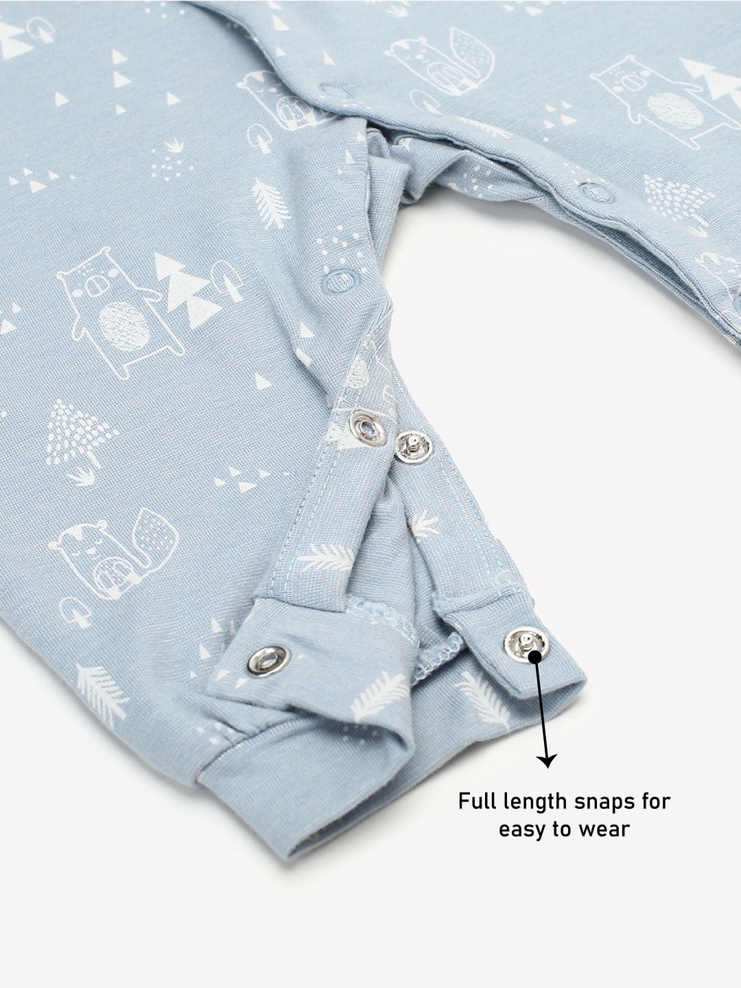 Baby Stretch Cotton Sleepsuit/Playsuit Blue Ctr print