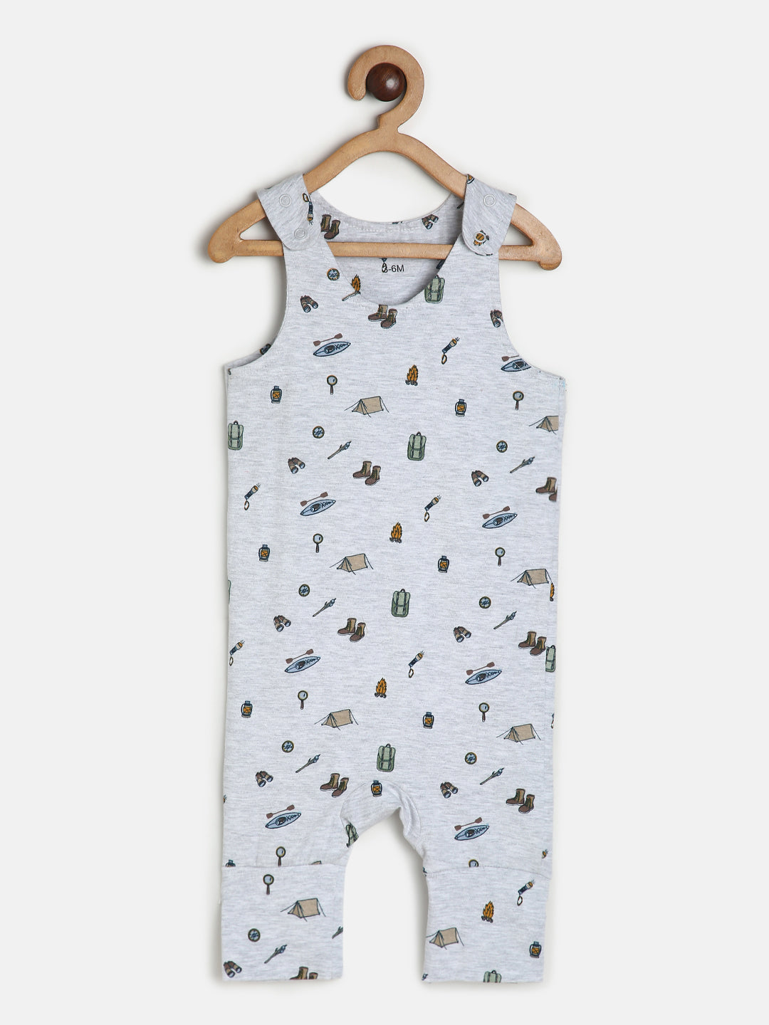 Baby Modal Stretch Dungaree Set Blue Tee /Travel Print