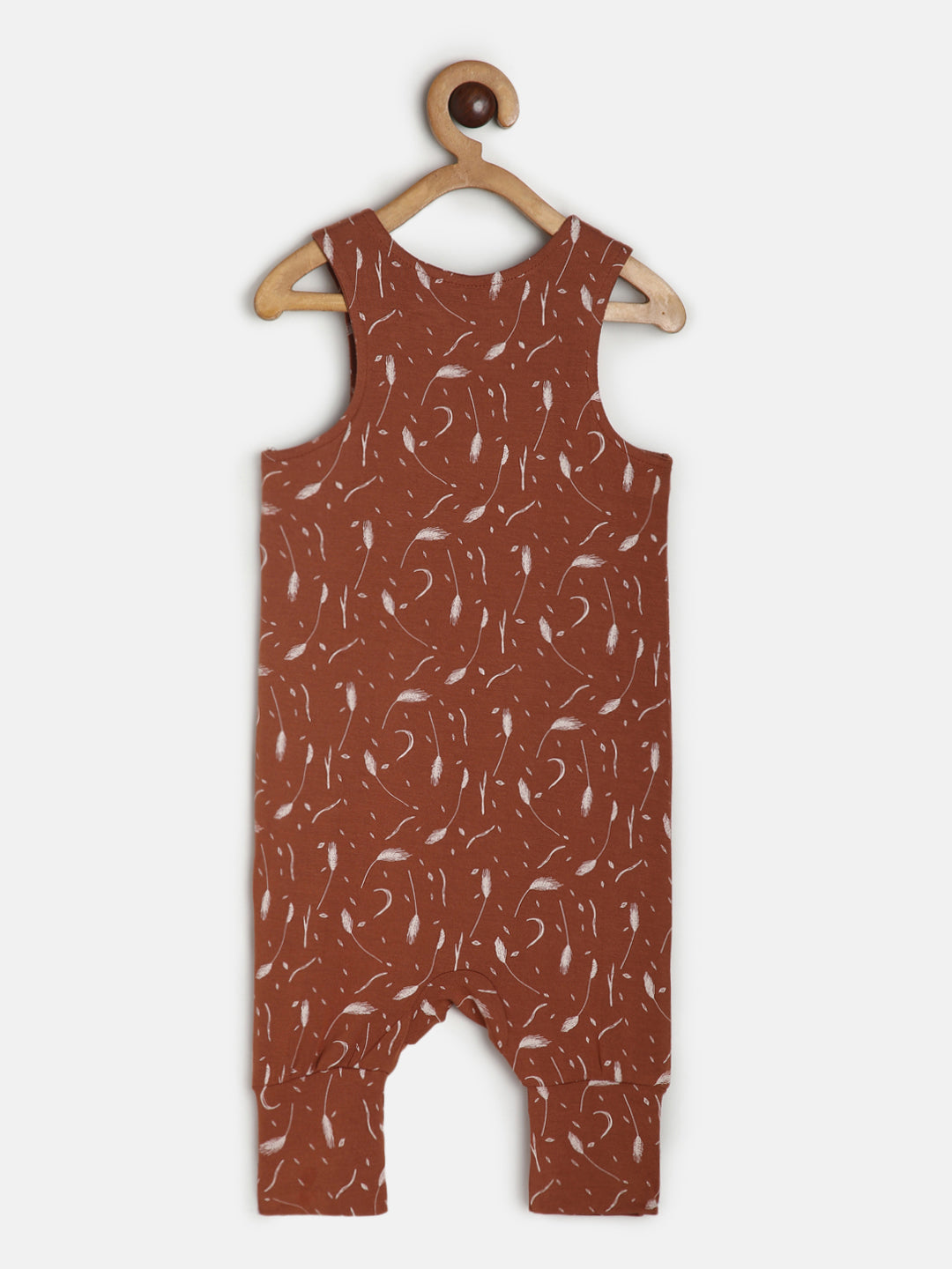 Baby Modal Stretch Dungaree Set Baby Pink Tee /Leaf Print