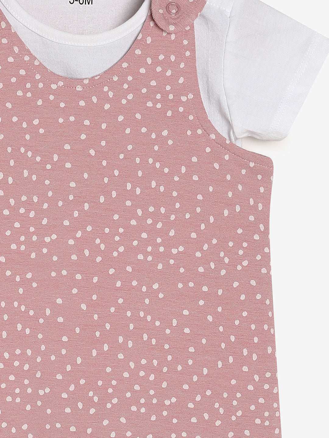 Baby Cotton Modal Dungaree Set Pink Dot Print/White